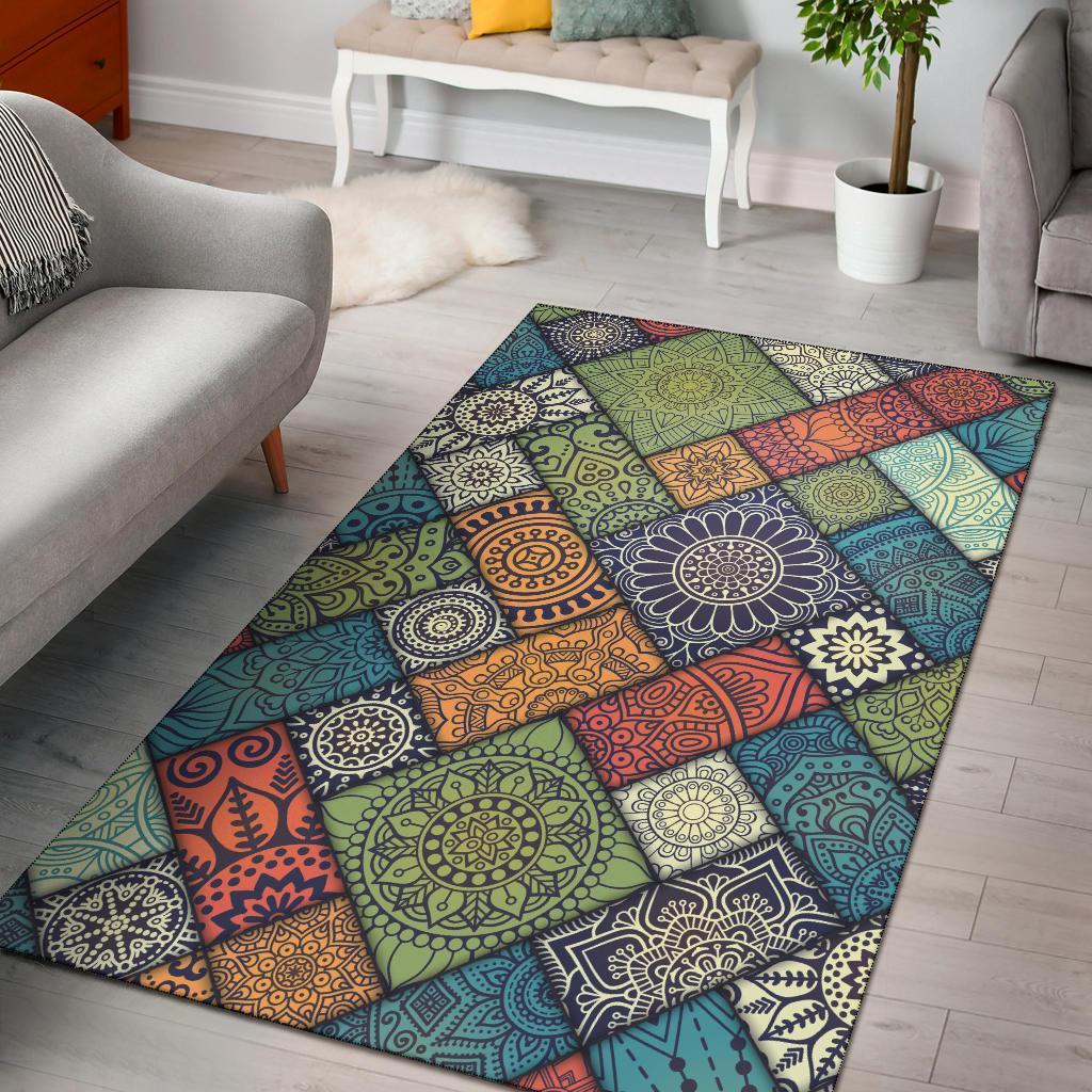 Colorful Mandala Pattern Area Rug Carpet