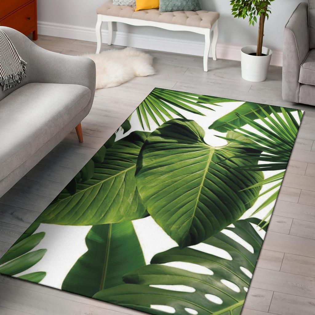 Tropical Palm Leaves Area Rug Carpet