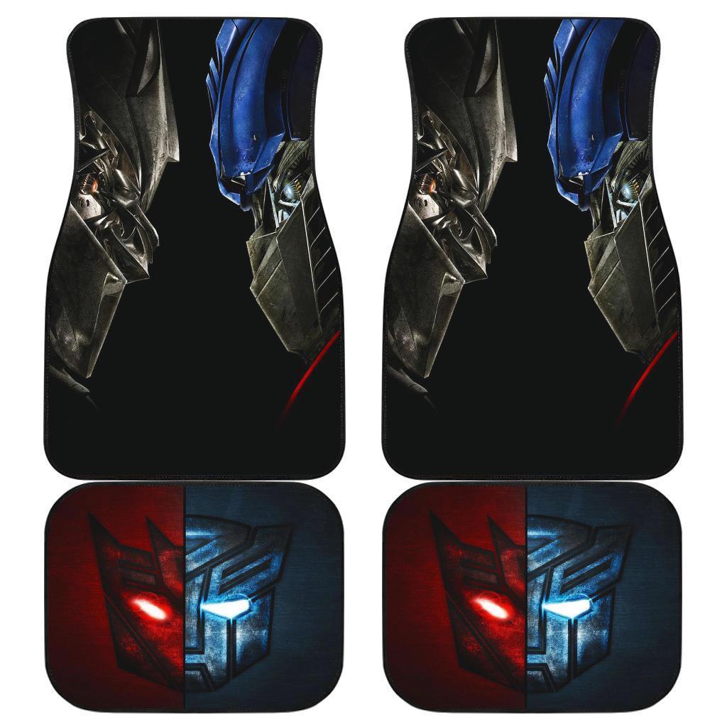 Autobots Vs Decepticons On Transformer In Black Theme Car Floor Mats