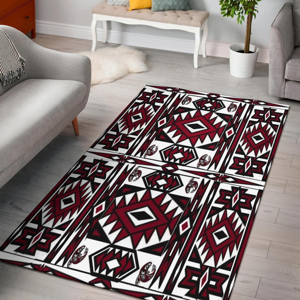 Native Stylish Area Rug Carpets Great For Any Room Black (Red)