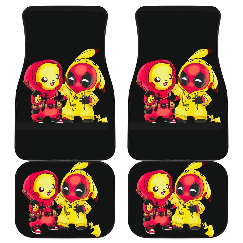 Pikachu Deadpool Funny Custom In Black Theme Car Floor Mats