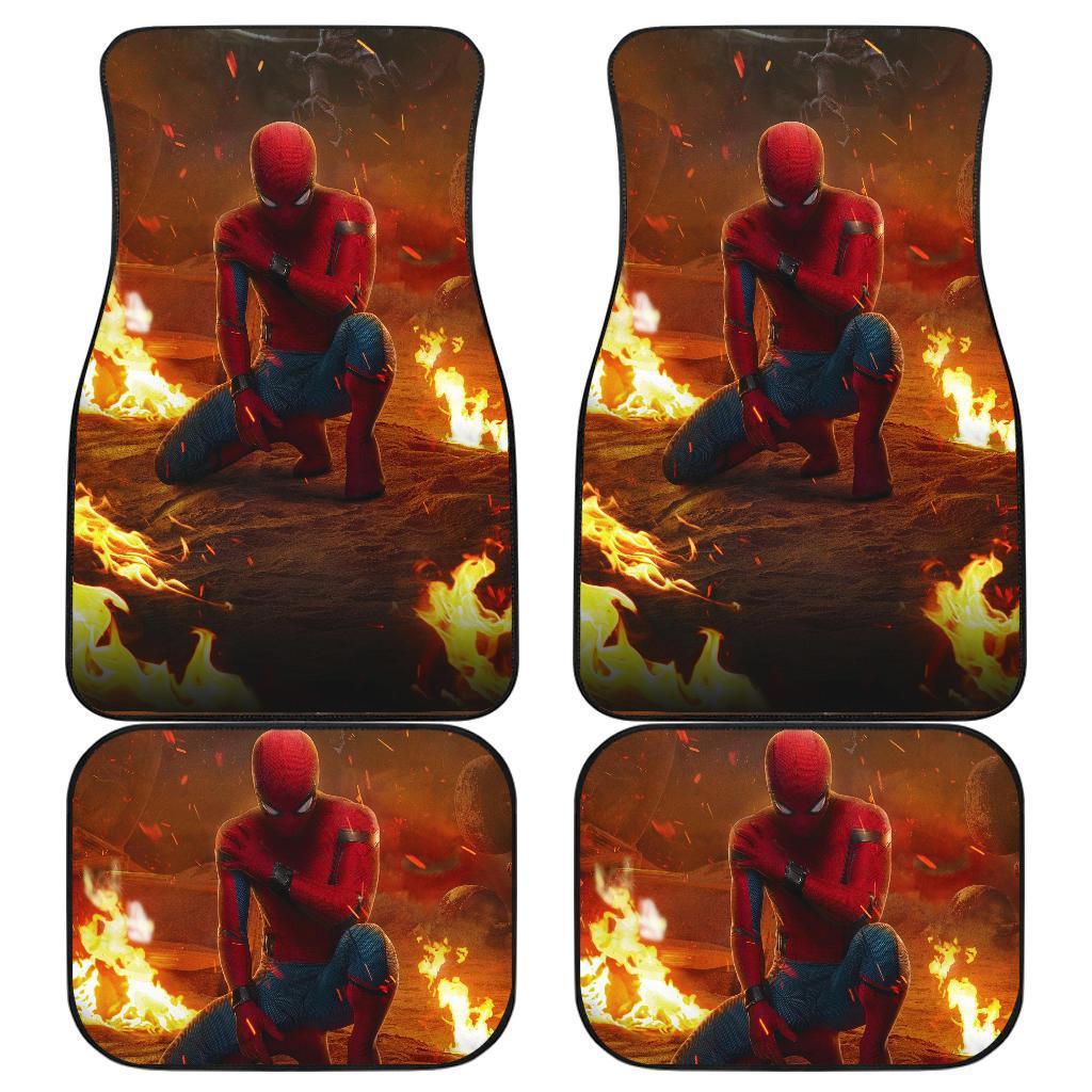 Spiderman Sadness In Fire Avengers Car Floor Mats