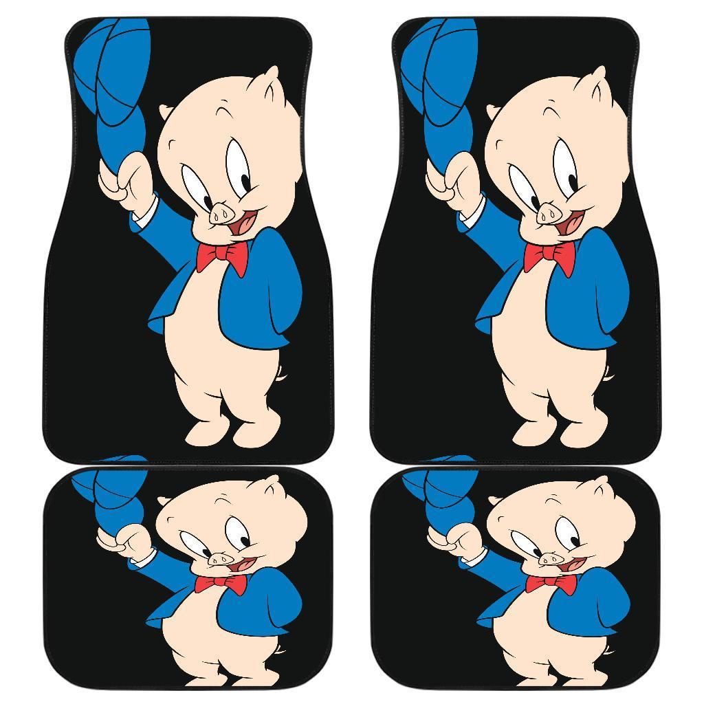 Porky Pig Funny In Black Theme Car Floor Mats