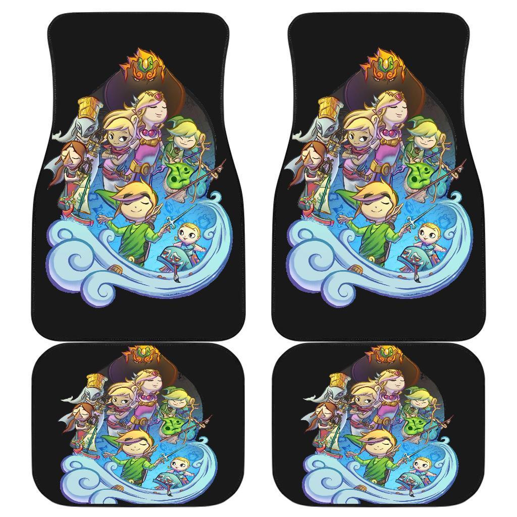 Breath Of The Wild Anime In Black Theme Car Floor Mats