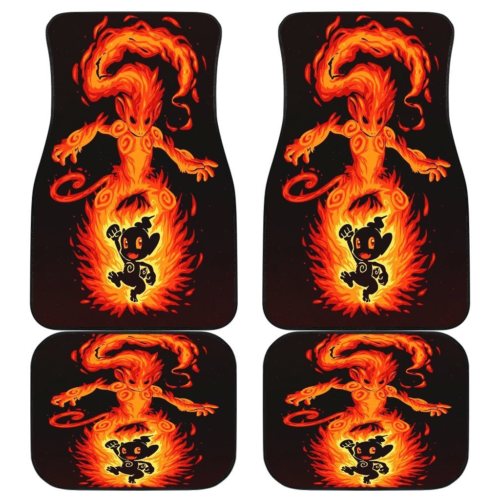 Charizard And Infernape In Black Theme Car Floor Mats