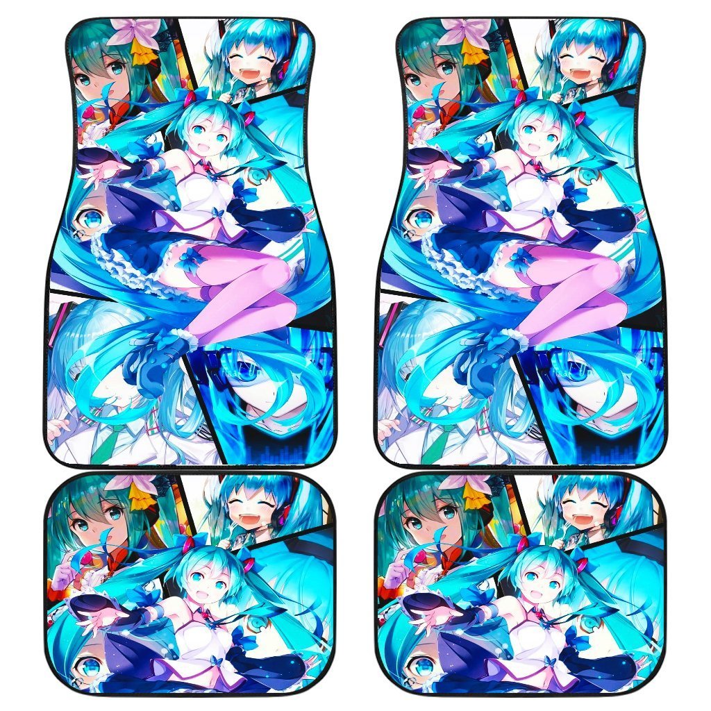 Blue Hatsune Miku Cute Girl Manga Car Mats