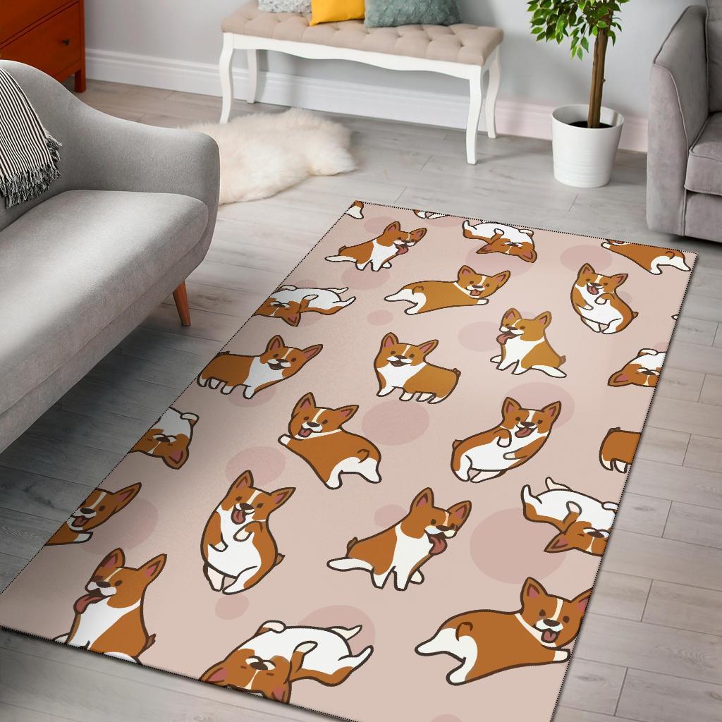 Corgis Pattern Dog Area Rug Carpet