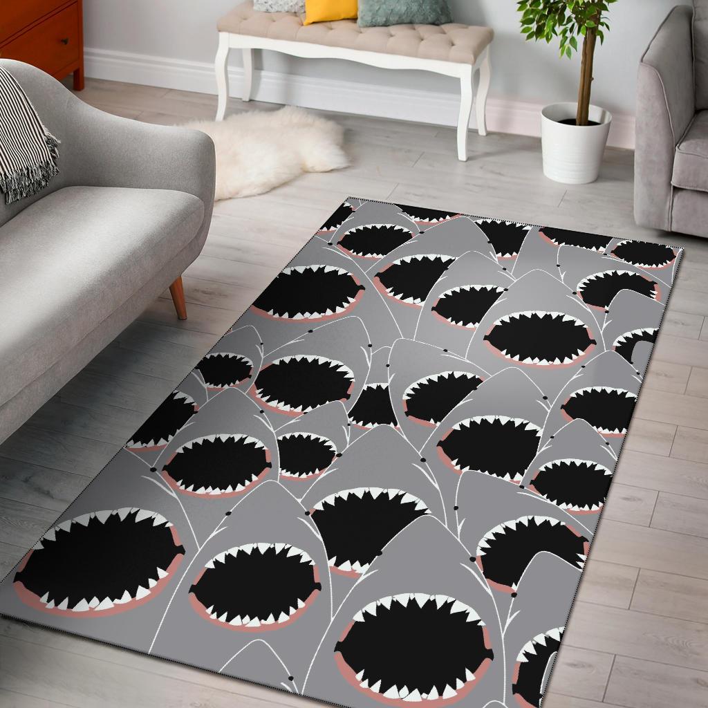 Shark Frenzy Art Area Rug Carpet