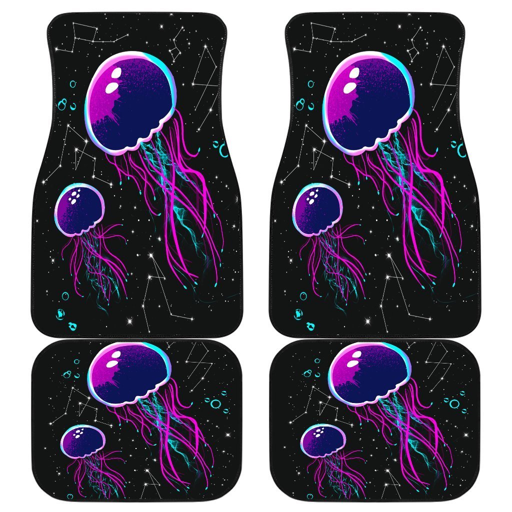 Jellyfish Colorfull In Black Theme Car Floor Mats