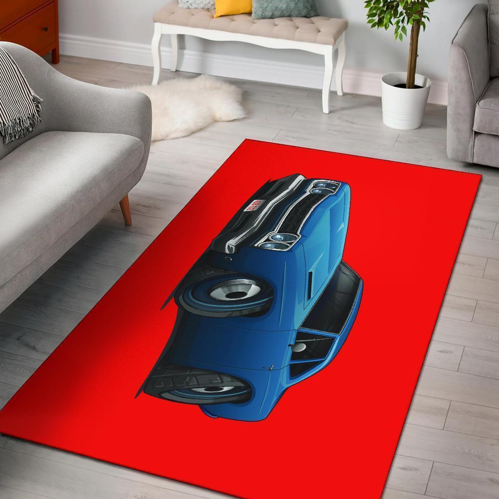 1968 Plymouth Roadrunner Blue Car Art Area Rug Carpets