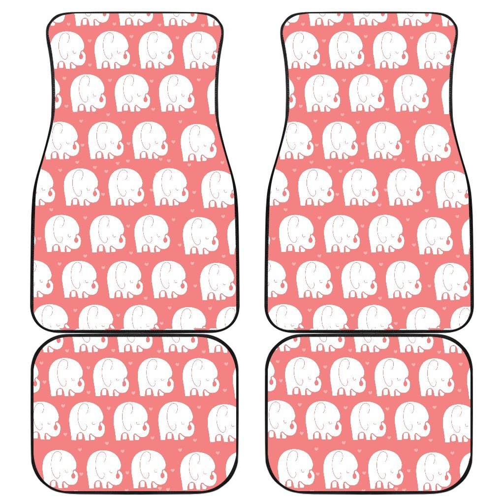 Cute Elephant Chibi Funny In Pink Theme Car Floor Mats