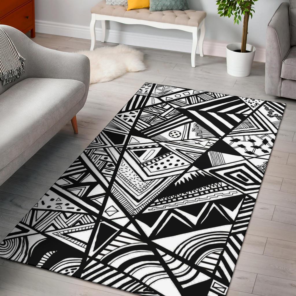 Black And White Pattern Area Rug Carpet