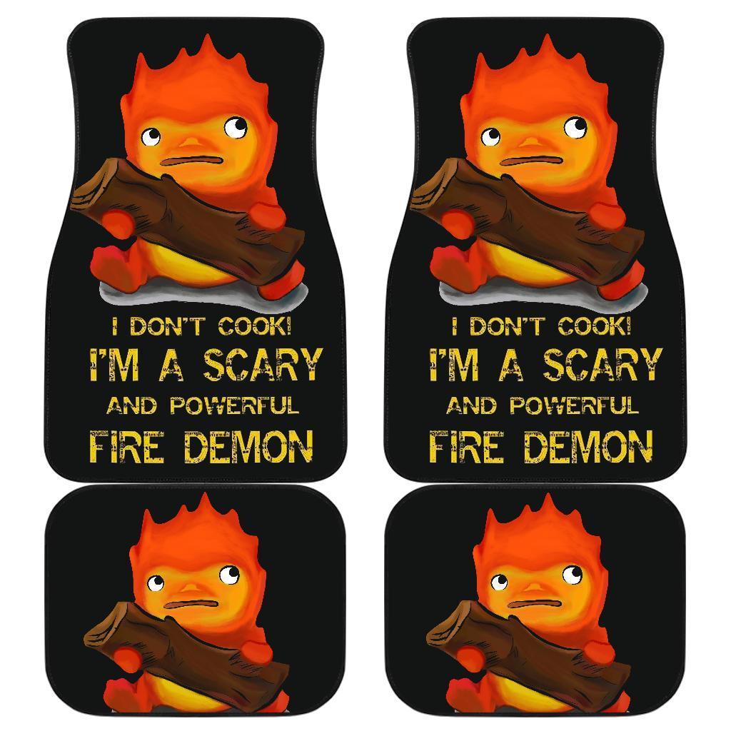 Calcifer Ghibli In Black Theme Car Floor Mats