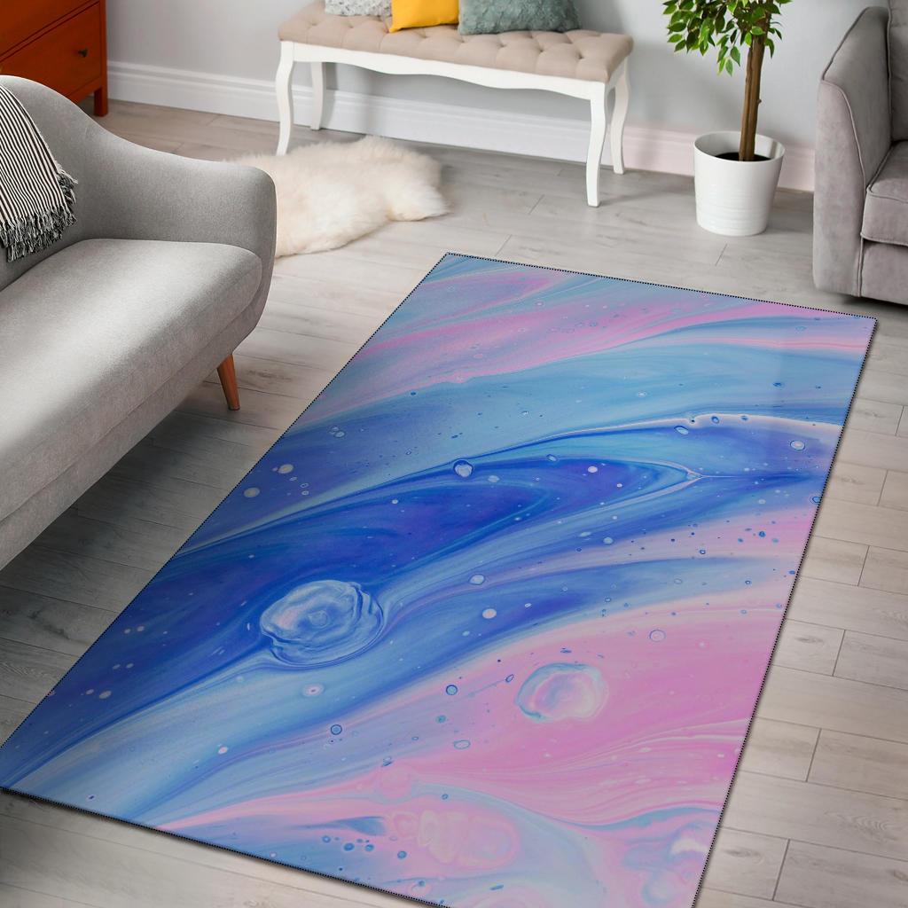 Blue Pink Abstract Painting Area Rug Carpet