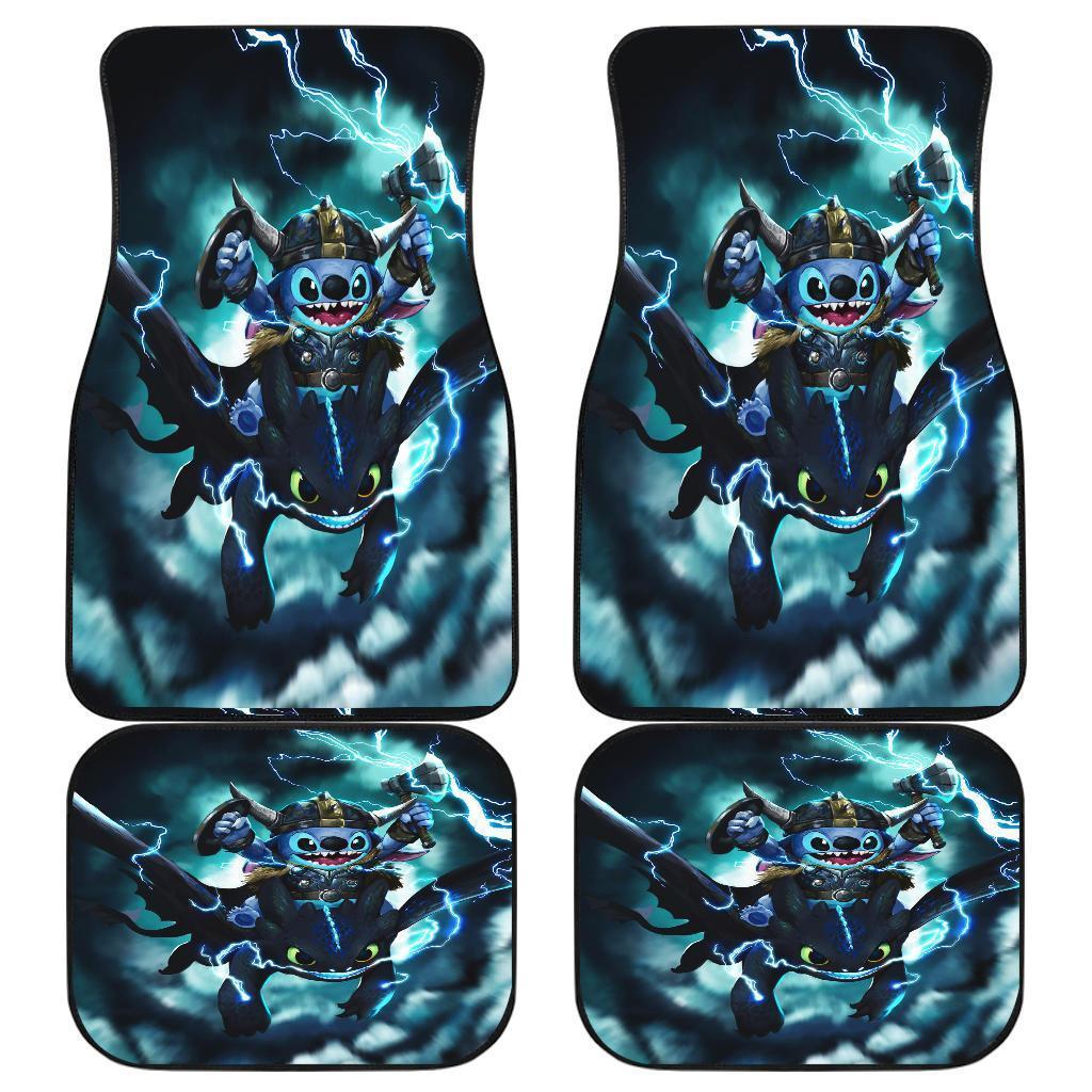 Stitch And Toothless Thunder Art Car Floor Mats