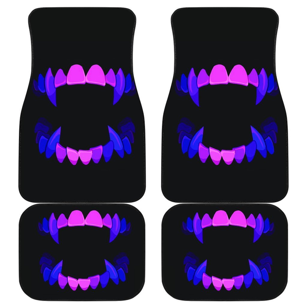 Scary Teeth Blue Neon Color Car Floor Mats