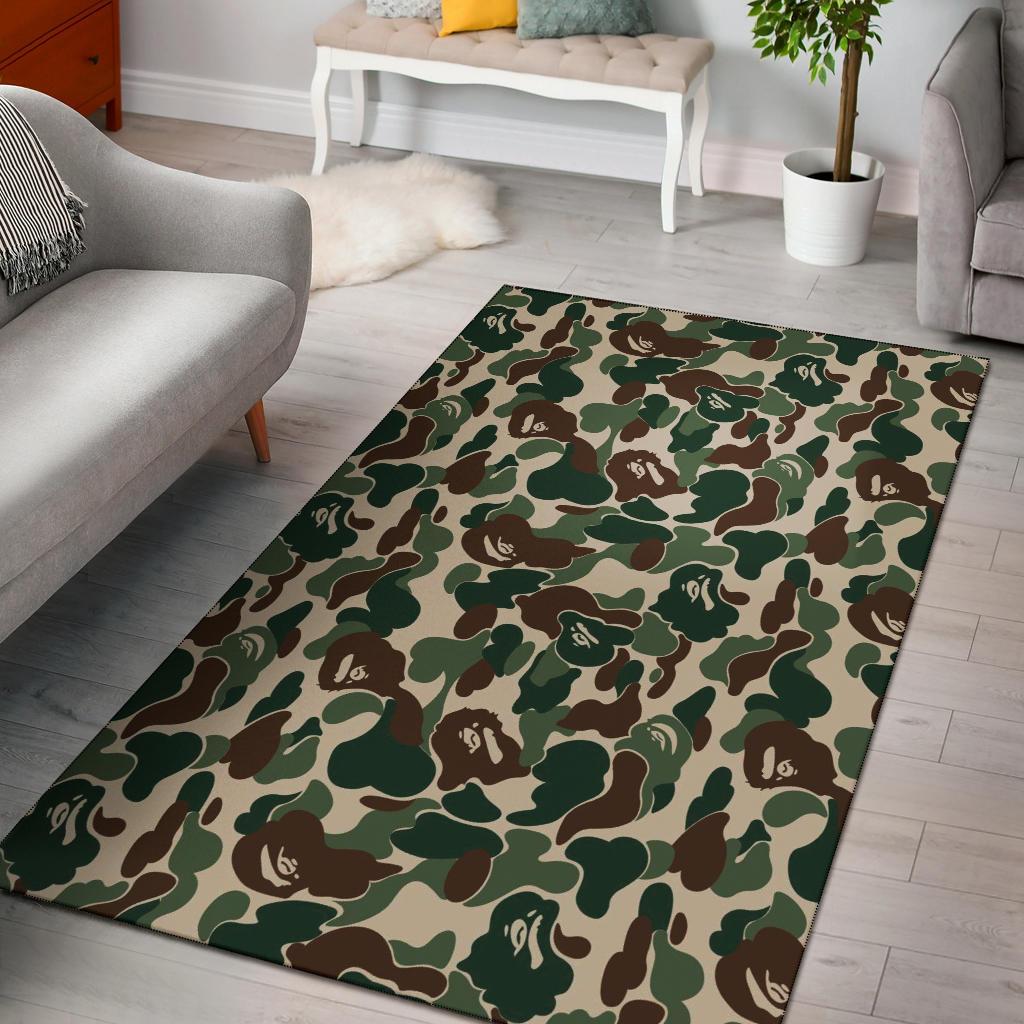 Green Camo Camouflage Area Rug Carpet