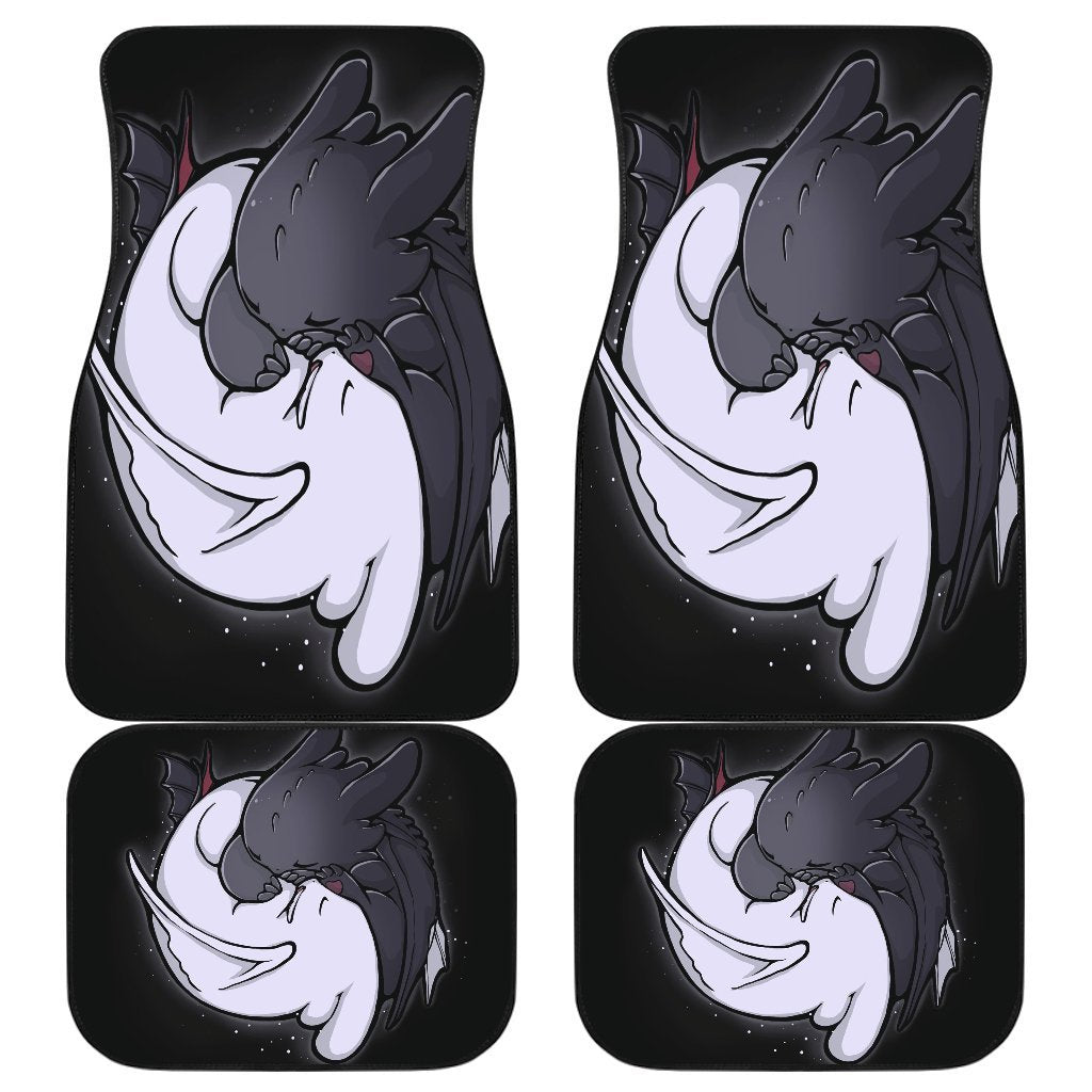 Toothless And Light Fury Yingyang Circle Car Floor Mats