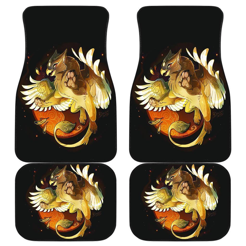 Gryphon Baby Dragon In Black Theme Car Floor Mats