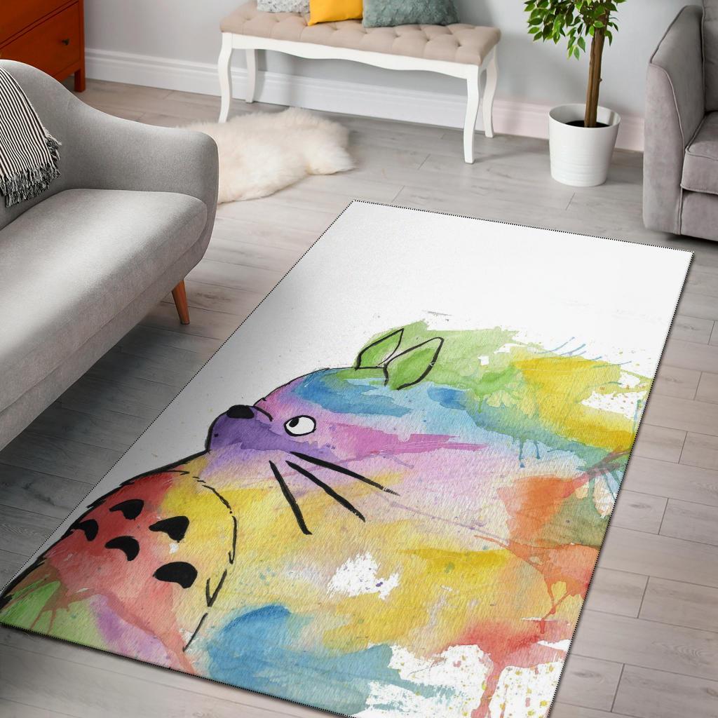 Rainbow Totoro Area Rug Carpet