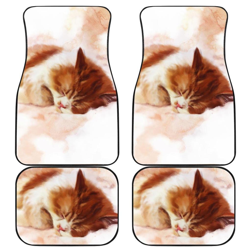 Cat Sleeping On Bed Car Floor Mats