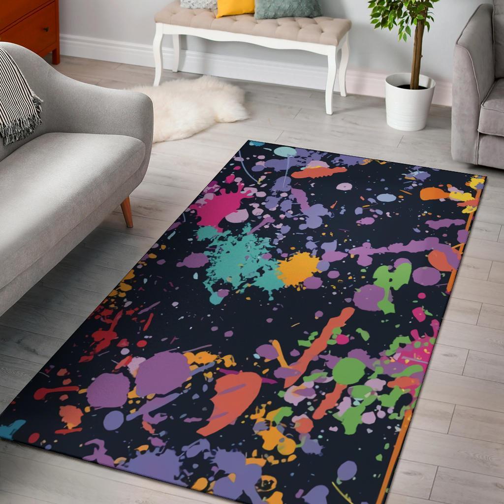 Colorful Paint Drip Abstract Area Rug Carpet