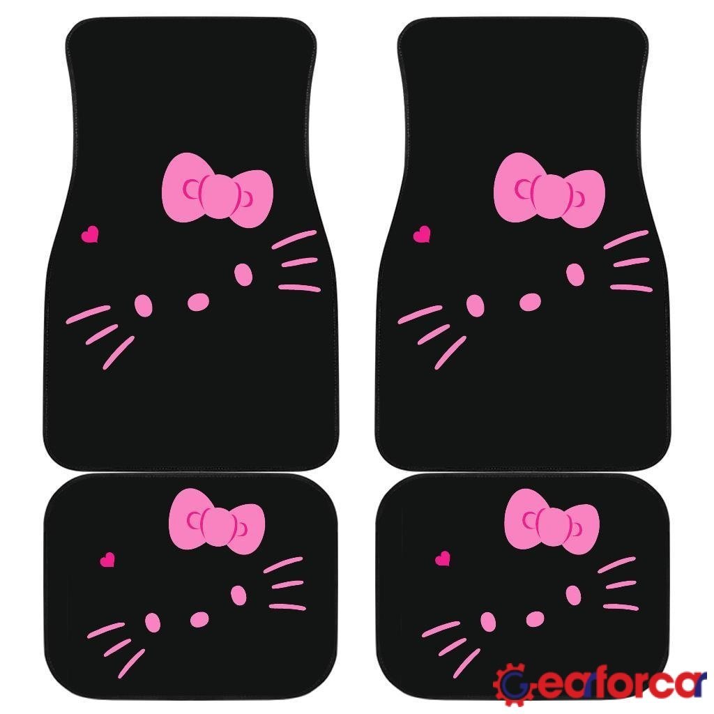 Copy Of Hello Kitty Pink Symbols In Black Theme Car Floor Mats