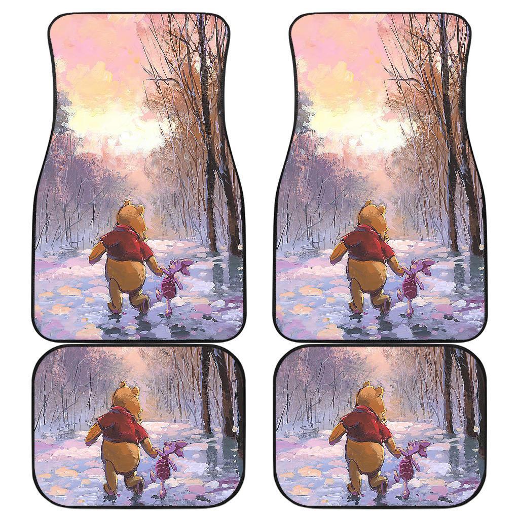 Pooh & Winnie Playing In Winter Car Floor Mats