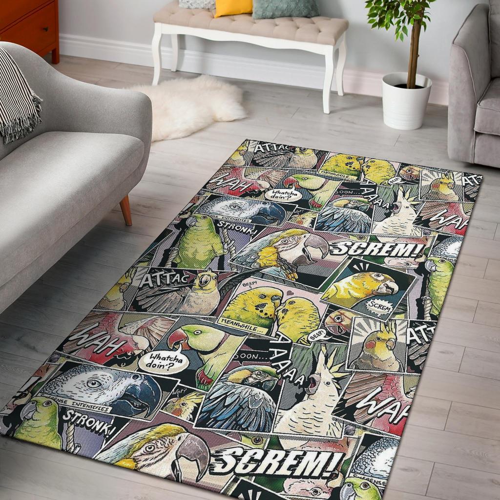 Comic Macaw Area Rug Carpet