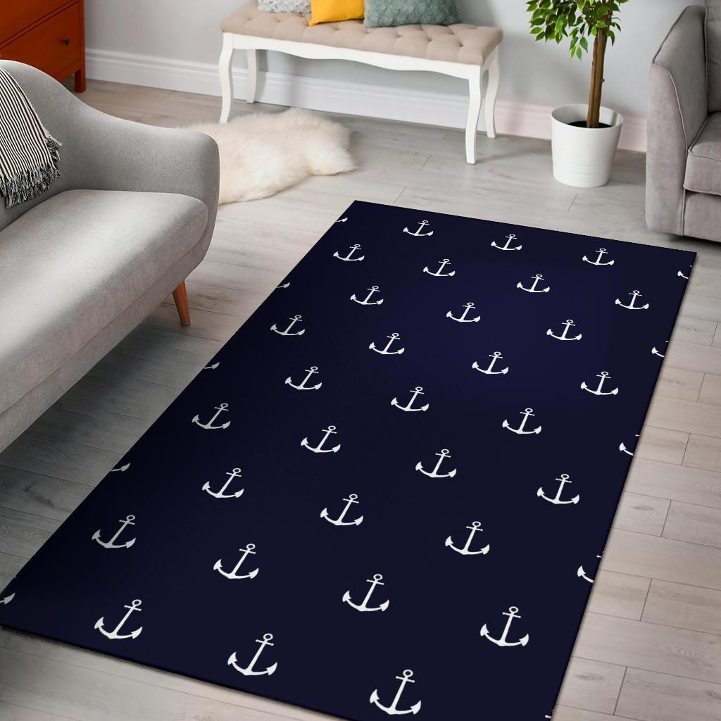 Anchor Pattern Navy Area Rug Carpet