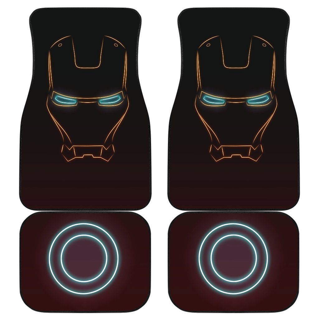 Iron Man Mask & Heart In Black Theme Car Floor Mats