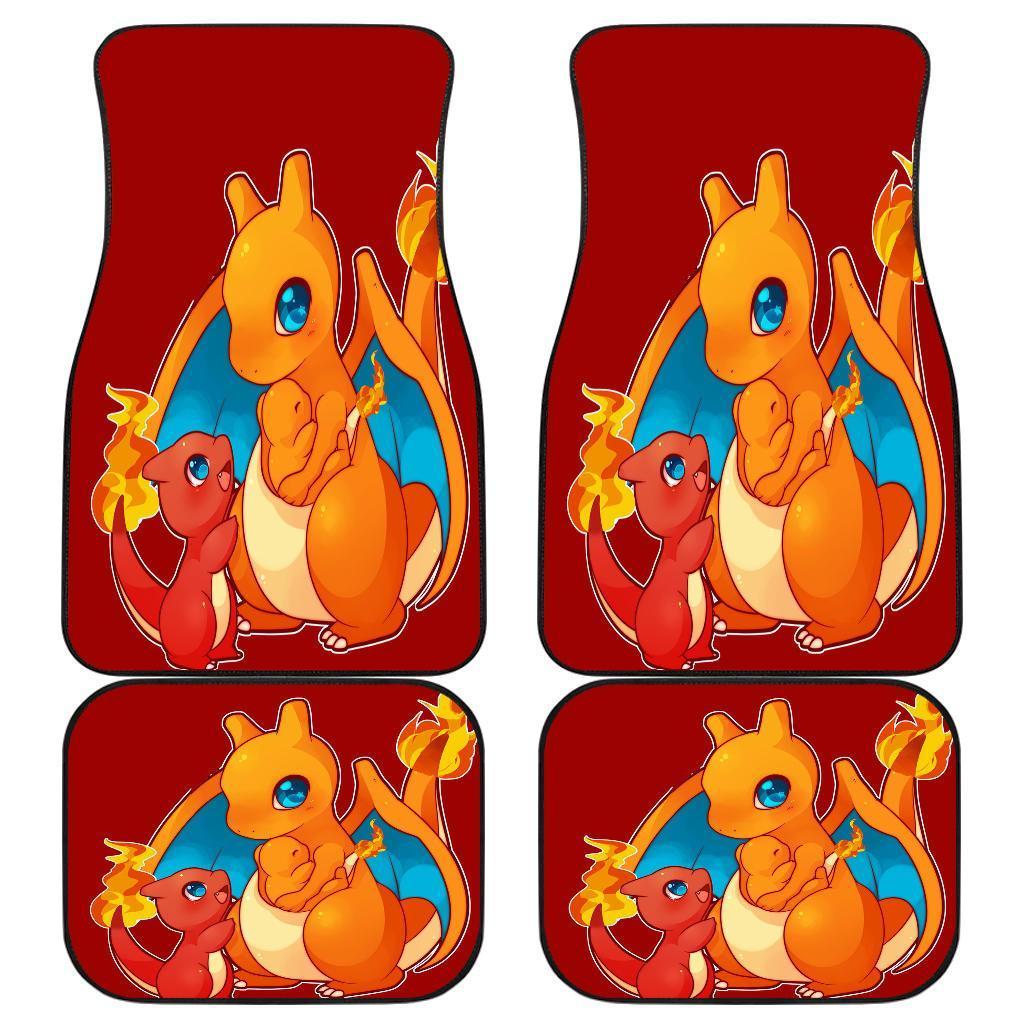 Pokemon Fire Dragons Family In Red Theme Car Floor Mats