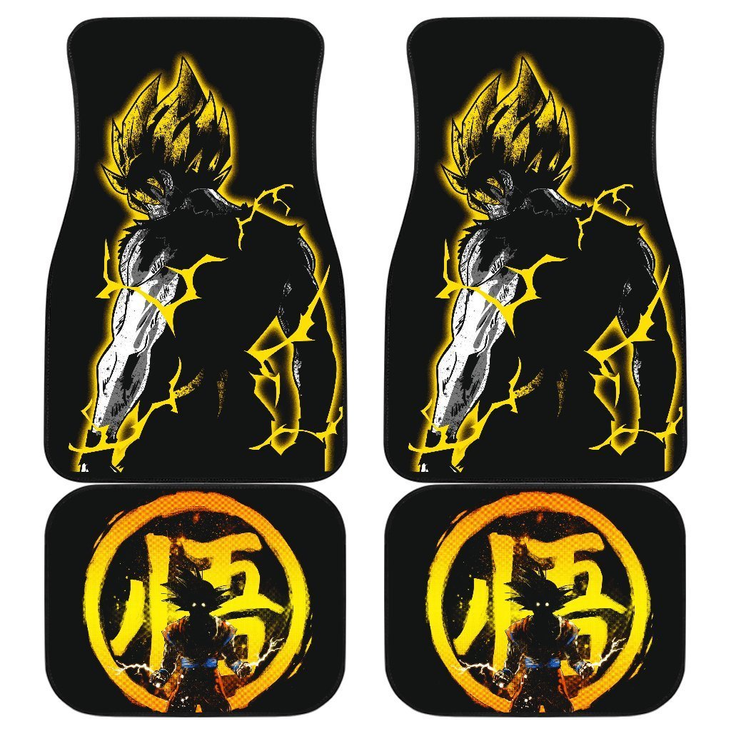 Goku Super Dragon Ball Yellow Logo In Black Theme Car Floor Mats