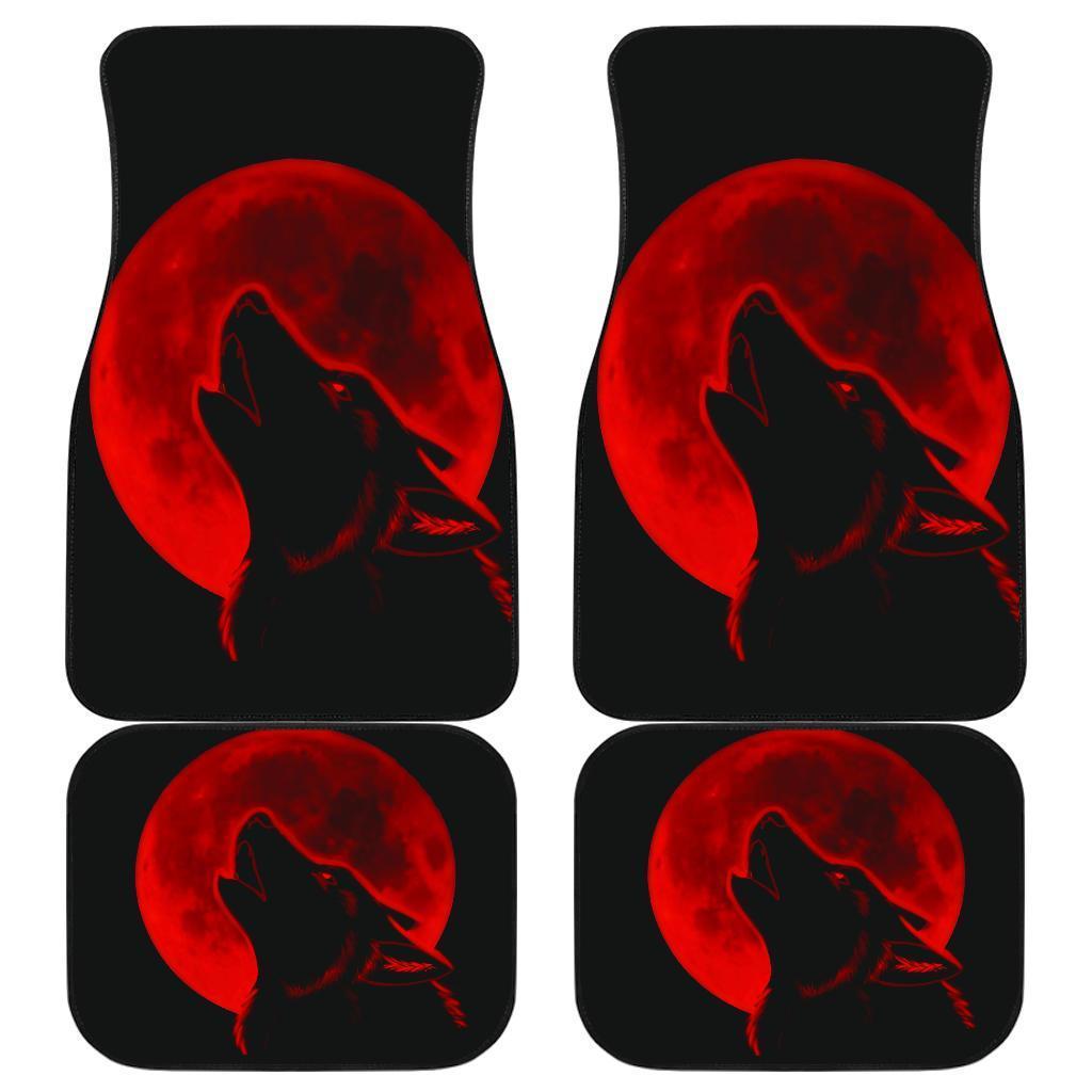 Red Moon Wolf Animal Wild Car Floor Mats