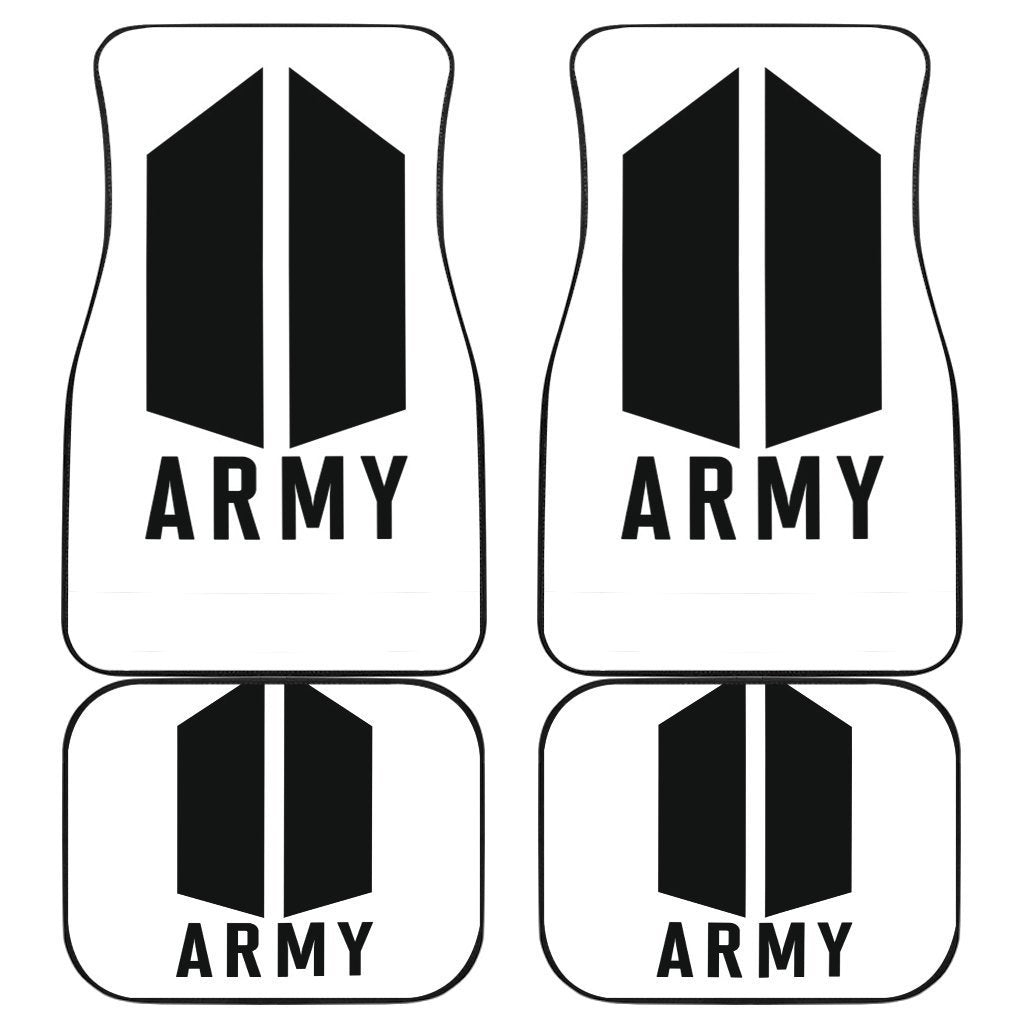 Army Bts White Theme Car Floor Mats