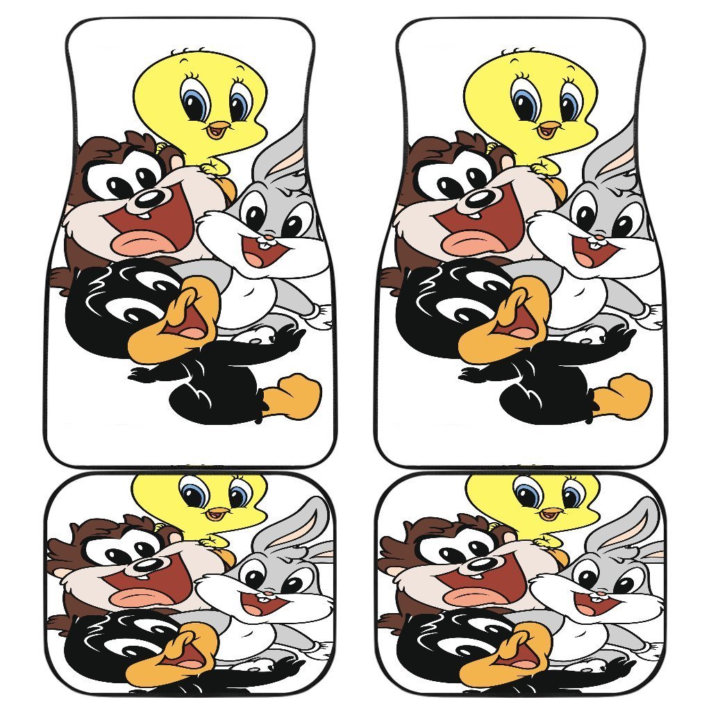 Cuties Baby Animal Looney Tunes In White Theme Car Floor Mats