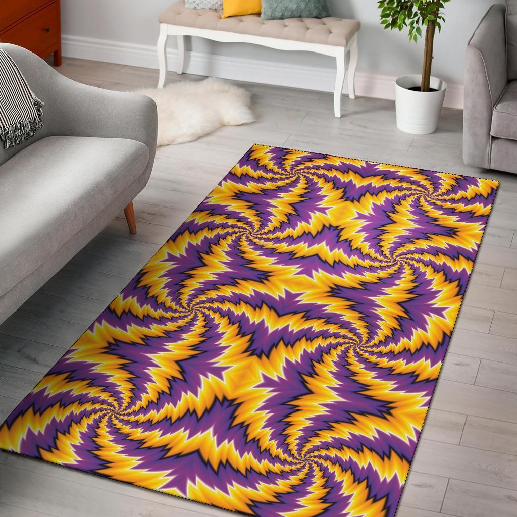 Spiral Optical Illusion Area Rug Carpets Purple Yellow