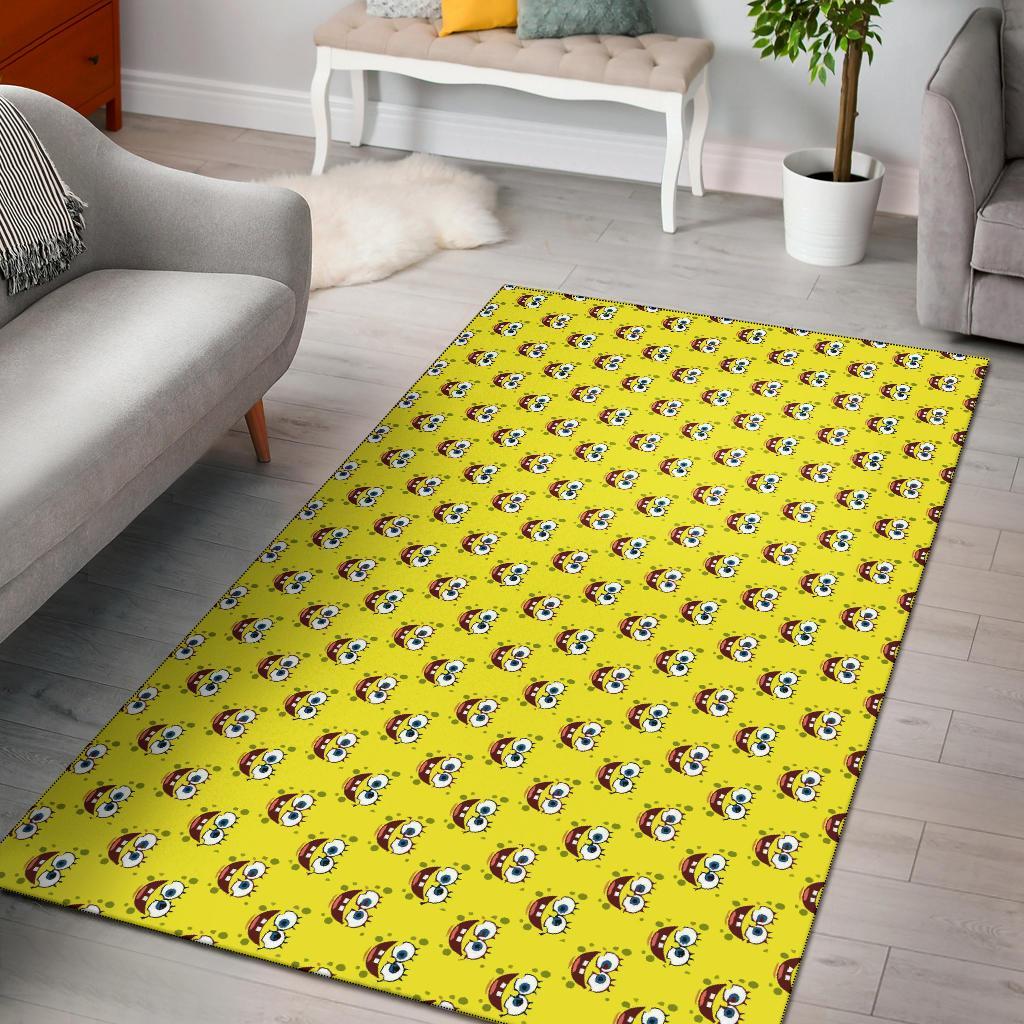 Spongebob Squarepants Face Pattern Area Rug Carpet