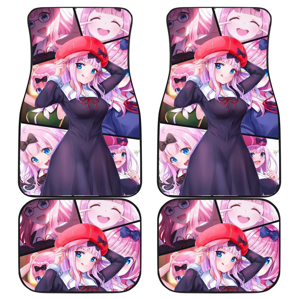 Anime Girl Pink Hair Black Dress Car Floor Mats