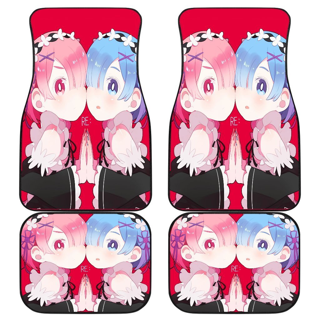 Ram And Rem Re Zero Cute Anime Girl Car Floor Mats