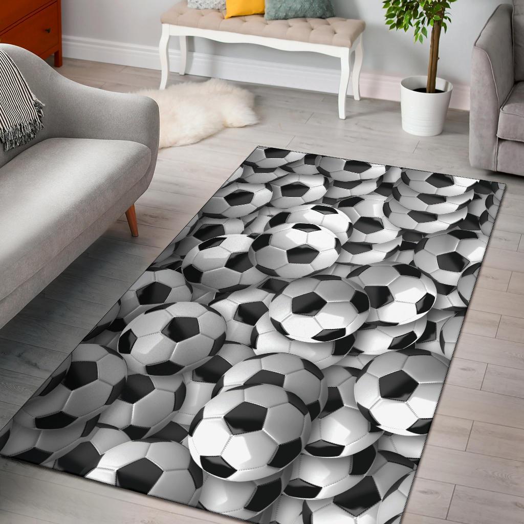 Soccer Balls Area Rug Carpet