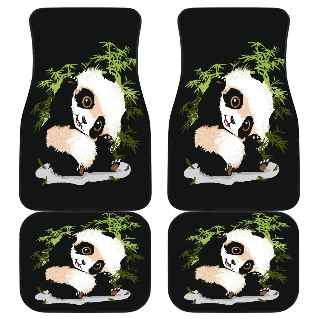 Panda Baby Art Painting In Black Theme Car Floor Mats