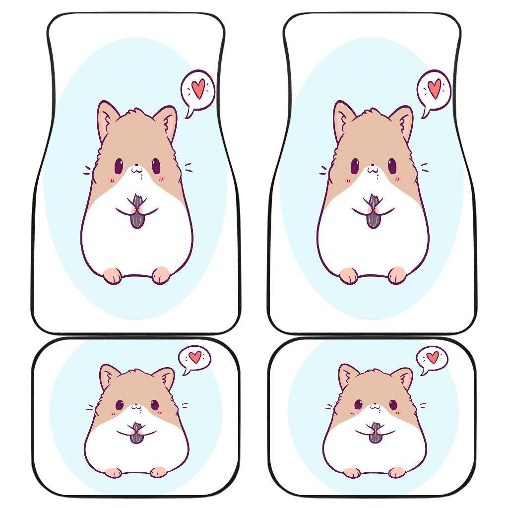 Cute Hamster Chibi In White Theme Car Floor Mats