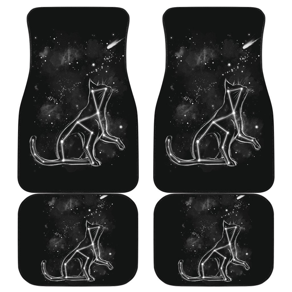 Cat Star Sky In Black Theme Car Floor Mats