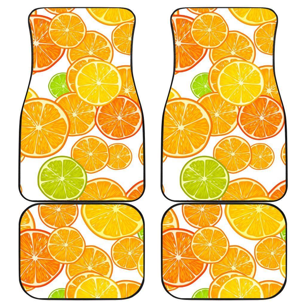 Orange Pieces Fresh Colorfull In White Theme Car Floor Mats