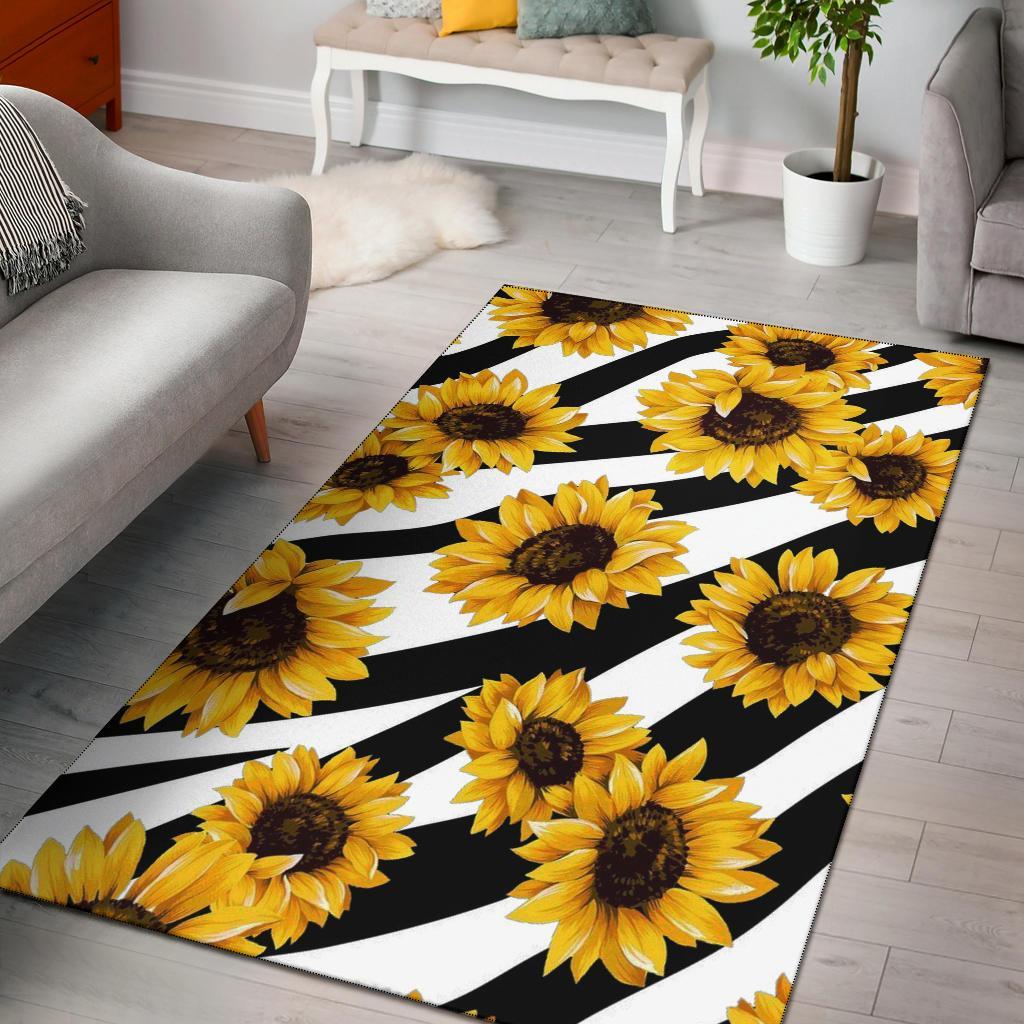 Zebra Pattern Sunflower Area Rug Carpet