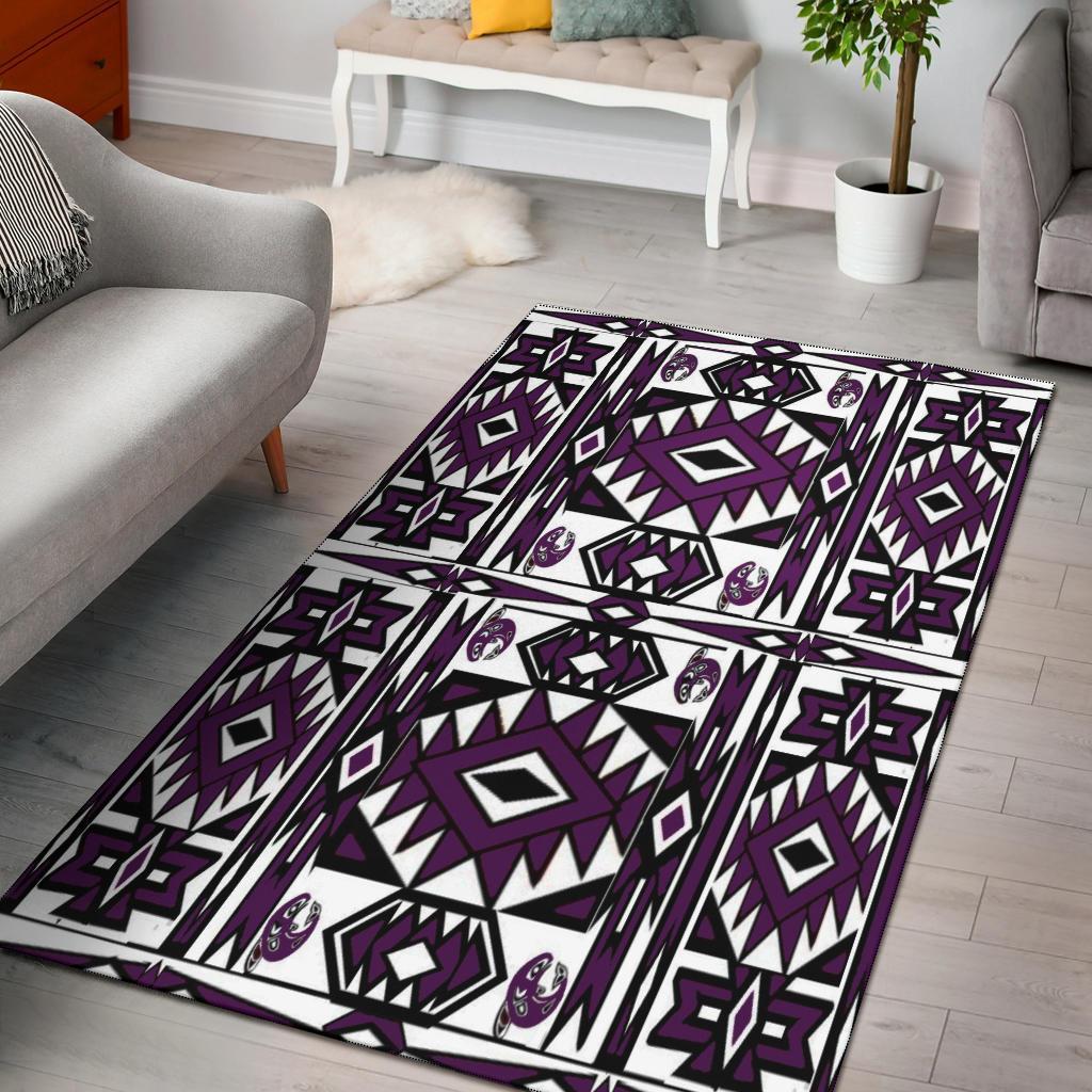 Native Stylish Area Rug Carpets Great For Any Room Black Bottom (Purple)