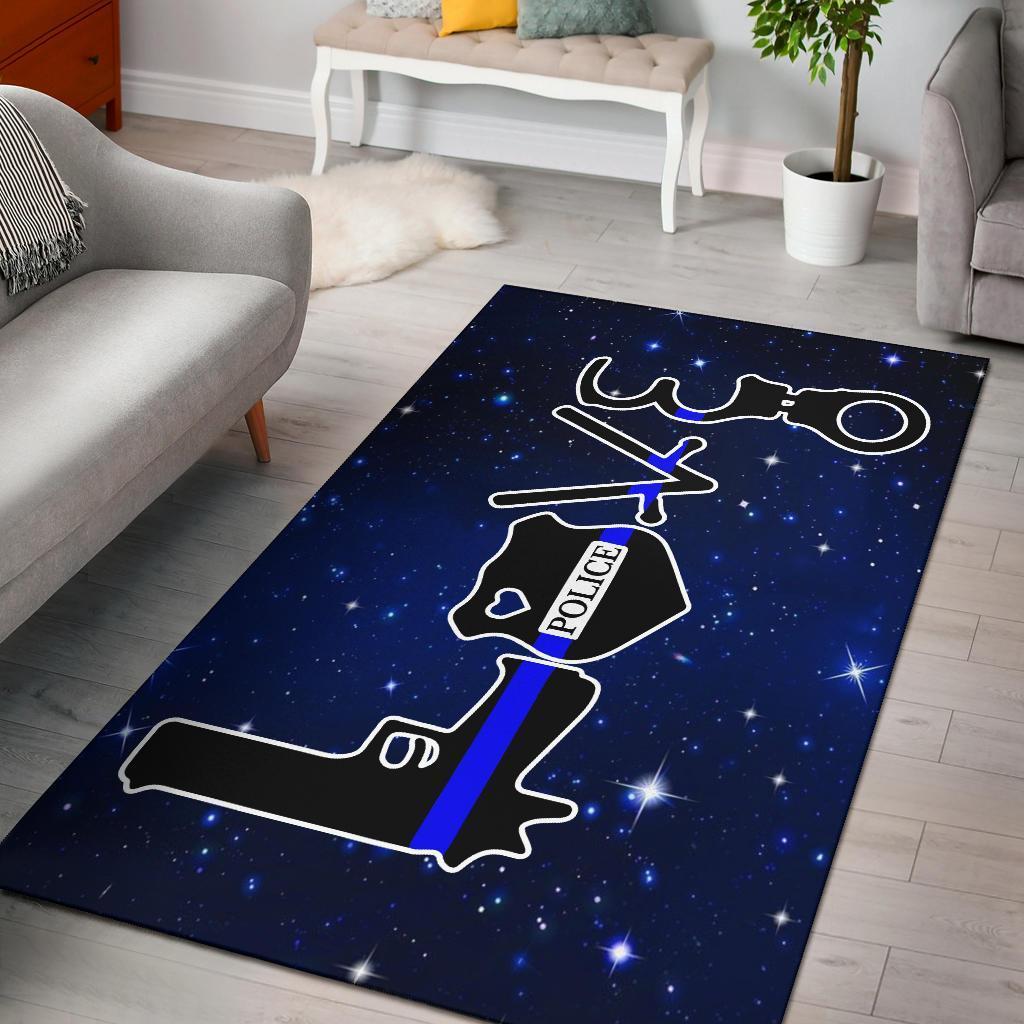 Love Thin Blue Line Area Rug Carpet Ktsr