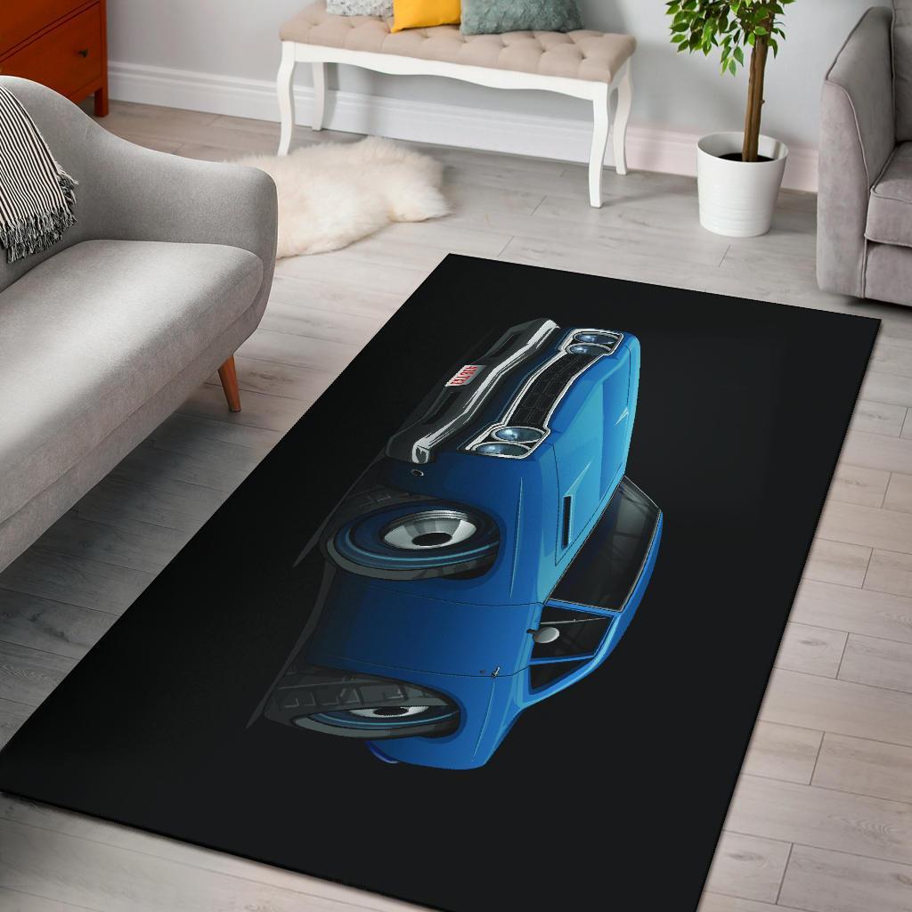 1969 Plymouth Roadrunner Blue Car Art Area Rug Carpets