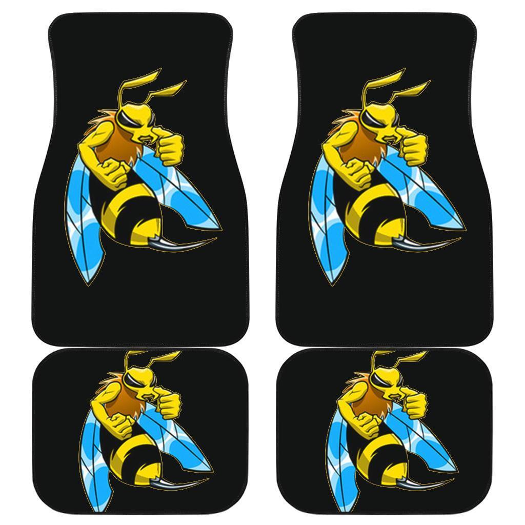 Angry Bee In Black Theme Car Floor Mats